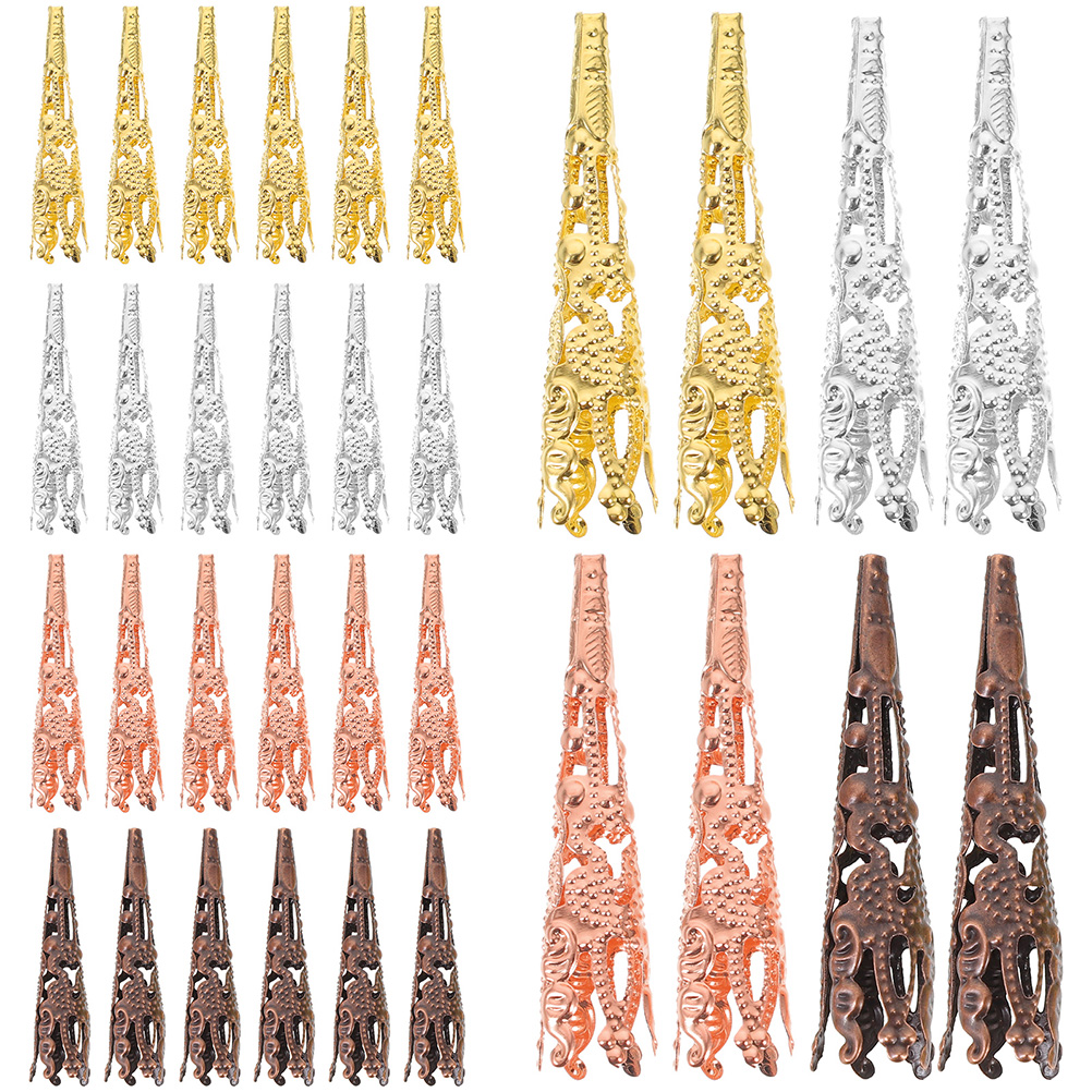 LIFKOME Bead Caps for Jewelry Making Assorted Color Metal Bead End Caps for Bracelet Necklace Earrings Craft 60pcs